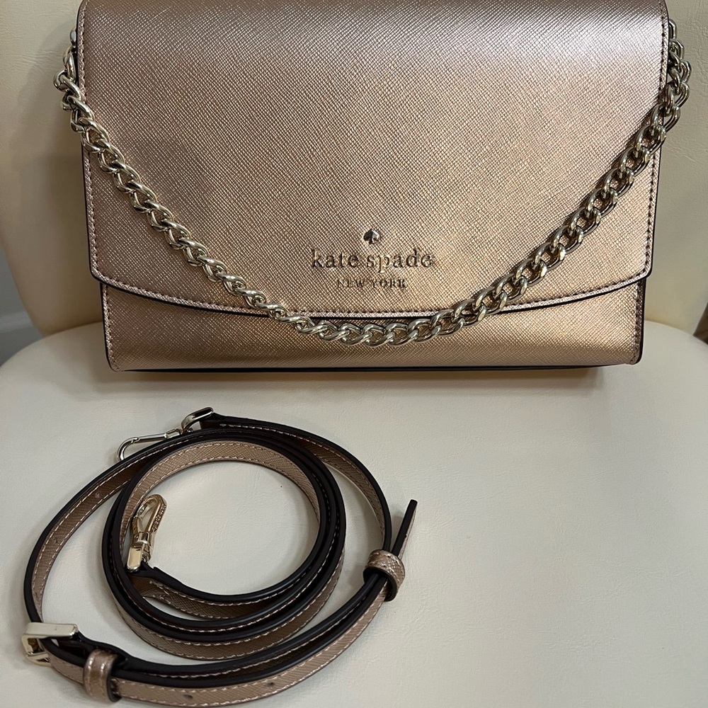Kate Spade Rose Gold Crossbody Bag with Chain Strap